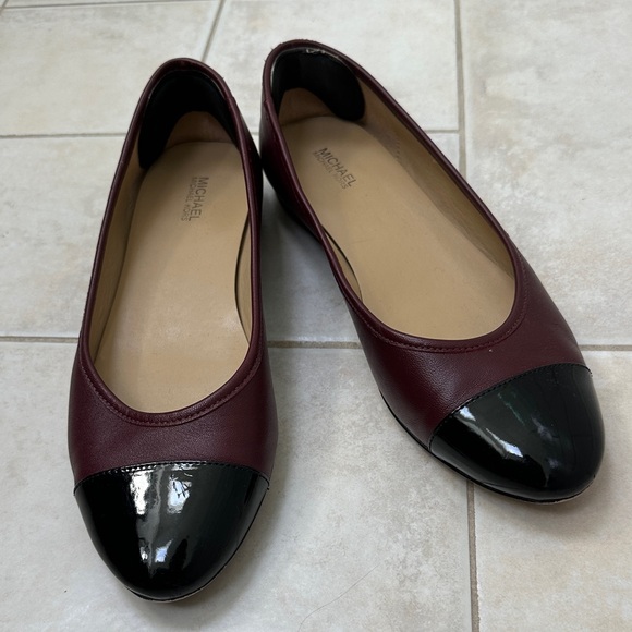 Michael Kors Burgundy and Black Flats - Picture 2 of 4